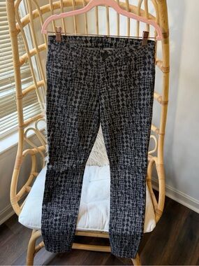 KUT From Kloth Jeans Womens Sz 6 Black Gray Print Denim Mia Toothpick Skinny